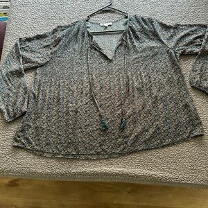 DR2 Blue and Brown Floral Blouse